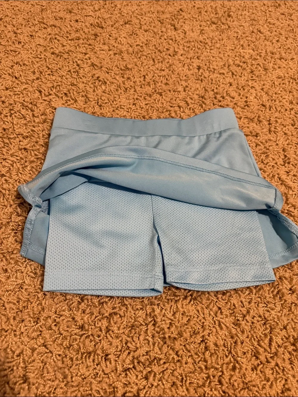 Nike Light Blue Girls' Athletic Skort with Pink Swoosh